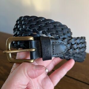 Vintage Levi Strauss Belt Brass Buckle Navy Leather Braided Woven Large